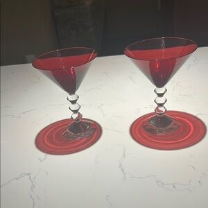 Baccarat Red Crystal Martini Glasses